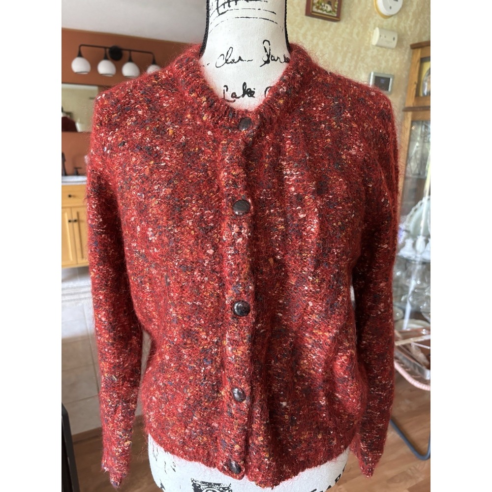 Vintage Paul et Duffier Red Mohair Blend Cardigan sweater Medium